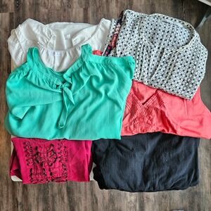 Lot of 6 Tops Shirts Womens XL Bundle Tank Casual Ann Taylor Off Shoulder Silk